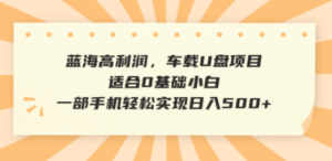 蓝海高利润，车载U盘项目，适合0基础小白，一部手机轻松实现日入500+ - 技研社-技研社