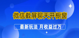 微信截屏聊天开橱窗卖女性用品:最新玩法 月收益过万 - 技研社-技研社