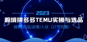 2023跨境·拼多多·TEMU实操与选品，趋势·选品·运营·入住（27节完整） - 技研社-技研社