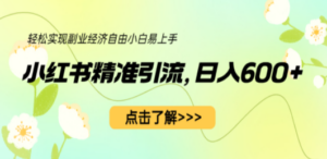 小红书精准引流:小白日入600+,轻松实现副业经济自由-技研社