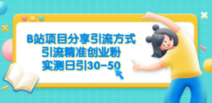 B站项目分享引流方式:引流精准创业粉,实测日引30-技研社