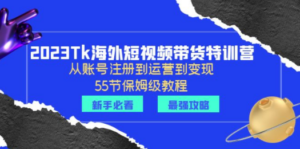 2023Tk海外:短视频带货特训营,从账号注册到运营到变现-技研社