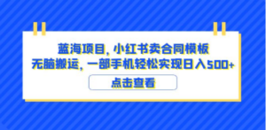 蓝海项目:小红书卖合同模板,无脑搬运-技研社