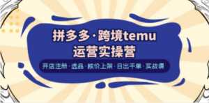 拼多多·跨境temu运营实操营：开店注册·选品·核价上架·日出千单·实战课 - 技研社-技研社