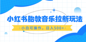 小红书胎教音乐拉新玩法，小白可操作，日入500+（资料已打包） - 技研社-技研社