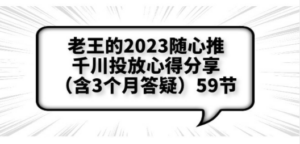 老王的2023随心推+千川投放心得分享（含3个月答疑）59节 - 技研社-技研社