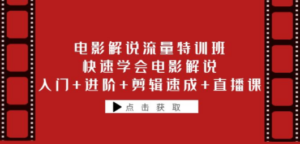 电影解说流量特训班：快速学会电影解说，入门+进阶+剪辑速成+直播课 - 技研社-技研社