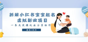 拆解小红书宝宝起名虚拟副业项目:实操玩法分享给你,教程+软件-技研社