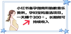 小红书备孕指南和胎教音乐资料 孕妇宝妈首选项目 一天赚个300＋长期可做 - 技研社-技研社