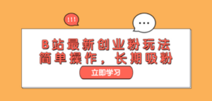 B站最新创业粉玩法:简单操作,长期吸粉-技研社