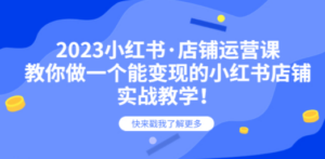 2023小红书·店铺运营课，教你做一个能变现的小红书店铺，20节-实战教学 - 技研社-技研社