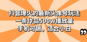 抖音爆火的最新头像号玩法，一条作品500w播放量，手机可做，适合小白 - 技研社-技研社