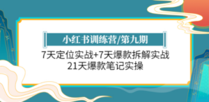 小红书训练营/第九期：7天定位实战+7天爆款拆解实战，21天爆款笔记实操 - 技研社-技研社