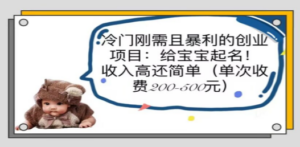 冷门刚需且暴利的创业项目:给宝宝起名!收入高还简单(单次200-500) - 技研社-技研社