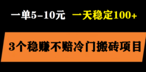 3个最新稳定的冷门搬砖项目，小白无脑照抄当日变现日入过百 - 技研社-技研社