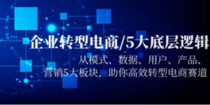 企业转型电商/5大底层逻辑，从模式 数据 用户 产品 营销5大板块，高效转型 - 技研社-技研社