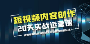 短视频内容创作20天实战运营课:短视频领域,洞察短视频新玩法-技研社