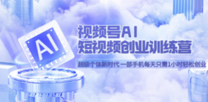 视频号AI短视频创业训练营 超级个体新时代 一部手机每天只需1小时轻松创业 - 技研社-技研社
