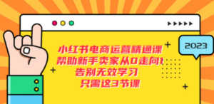 小红书电商·运营精通课，帮助新手卖家从0走向1 告别无效学习（7节视频课） - 技研社-技研社