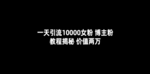 一天引流10000女粉，博主粉教程揭秘（价值两万） - 技研社-技研社