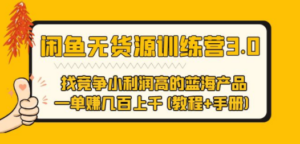 闲鱼无货源训练营3.0 找竞争小利润高的蓝海产品 一单赚几百上千(教程+手册) - 技研社-技研社