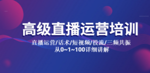 高级直播运营培训 直播运营/话术/短视频/投流/三频共振 从0~1~100详细讲解 - 技研社-技研社