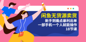 闲鱼无货源卖货：新手到痛点暴利出单，一部手机一个人就能操作（18节课） - 技研社-技研社