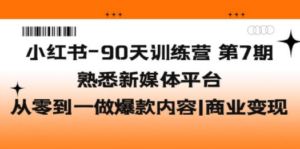 小红书-90天训练营-第7期,熟悉新媒体平台·从零到一做爆款内容·商业变现-技研社