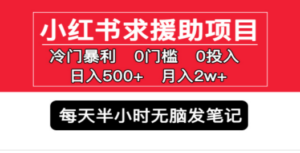小红书求援助项目:冷门但暴利,0门槛无脑发笔记-技研社