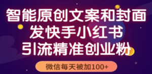 智能原创封面和创业文案,快手小红书引流精准创业粉,微信每天被加100+ - 技研社-技研社