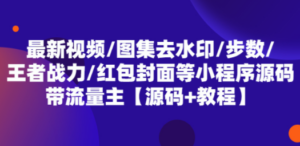 最新视频/图集去水印/步数/王者战力/红包封面等 带流量主(小程序源码+教程) - 技研社-技研社