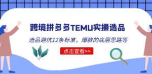 跨境拼多多TEMU实操选品运营方法，选品避坑12条标准，爆款的底层思路等 - 技研社-技研社