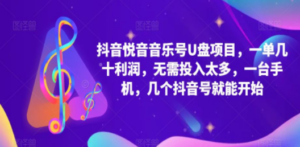 抖音音乐号U盘项目 一单几十利润 无需投入太多 一台手机 几个抖音号就开始 - 技研社-技研社