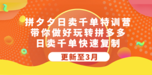 拼夕夕日卖千单特训营:做好玩转拼多多,日卖千单快速复制-技研社