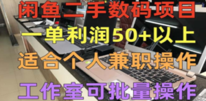 闲鱼二手数码项目，个人副业低保收入一单50+以上，工作室批量放大操作 - 技研社-技研社