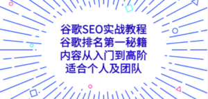 谷歌SEO实战教程：谷歌排名第一秘籍，内容从入门到高阶，适合个人及团队 - 技研社-技研社