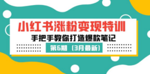小红书涨粉变现特训·第6期，手把手教你打造爆款笔记（3月新课） - 技研社-技研社