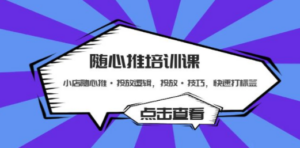 随心推培训课:小店随心推·投放逻辑,投放·技巧,快速打标签 - 技研社-技研社