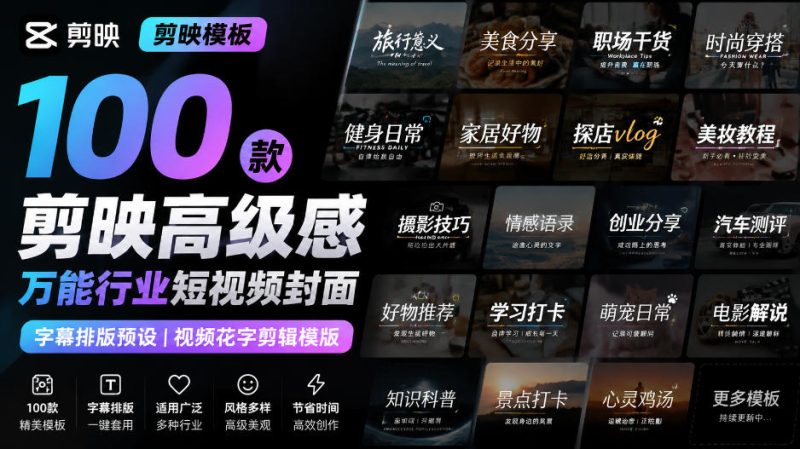 剪映模板怎么用 短视频封面字幕排版一键套用-技研社