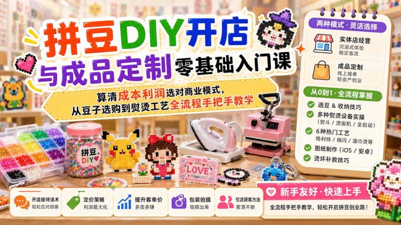 拼豆DIY创业怎么做才稳？副业赚钱与副业变现实操全攻略-技研社