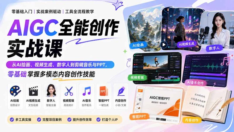 AIGC全能创作怎么学:绘画视频数字人一站打通-技研社