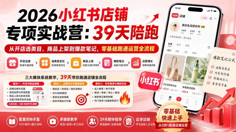 小红书店铺运营手册:从开店选类目到爆款笔记的路径-技研社