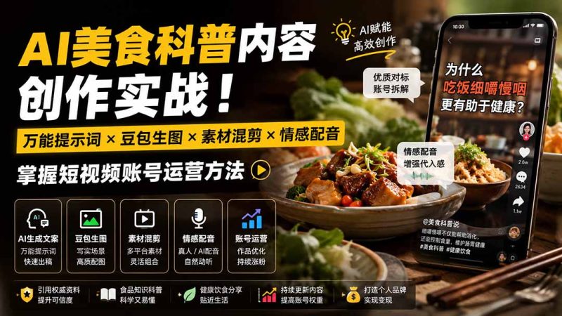 AI美食科普短视频怎么做 从文案到成片全流程-技研社