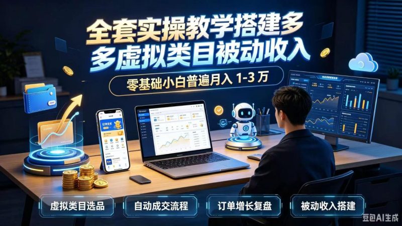 全套实操教学搭建多多虚拟类目被动收入,零基础小白普遍月入 1-3 万-技研社