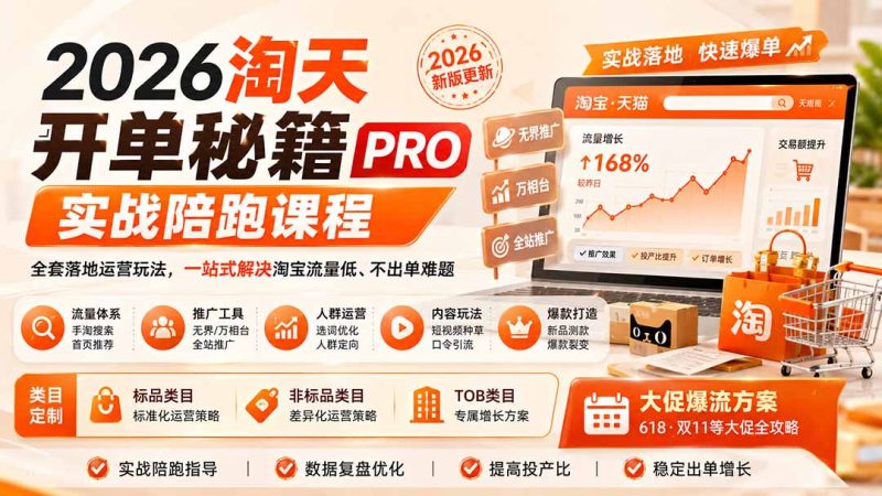 淘天运营实操:从新品起量到大促爆单的完整打法-技研社