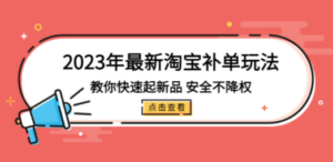 2023年最新淘宝补单玩法，教你快速起·新品，安全·不降权（18课时） - 技研社-技研社