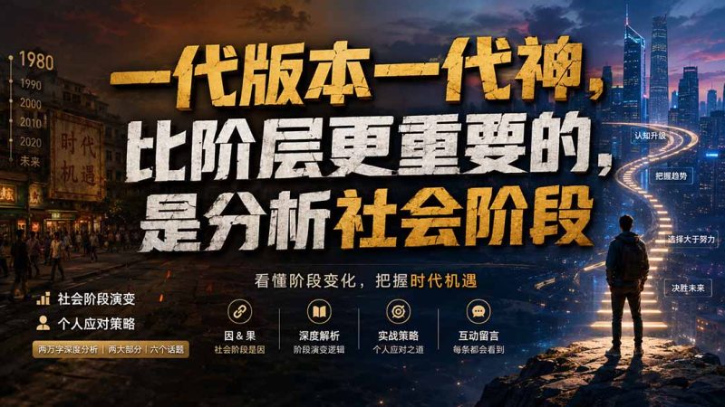 付费文章:一代版本一代神,比阶层更重要的,是分析社会阶段-技研社