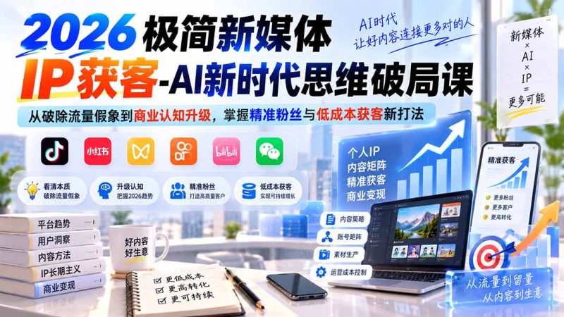 2026新媒体IP获客思维破局课:破流量假象,重建商业认知 - 技研社-技研社