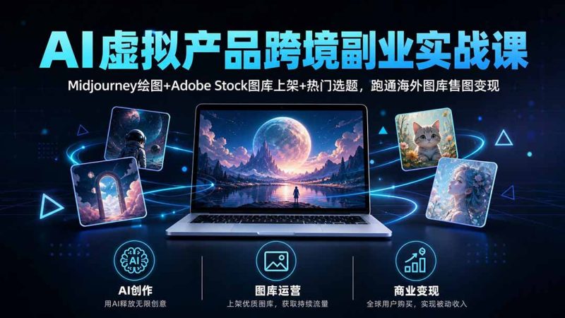AI虚拟产品跨境副业实操:出图、上架与海外图库选题思路-技研社