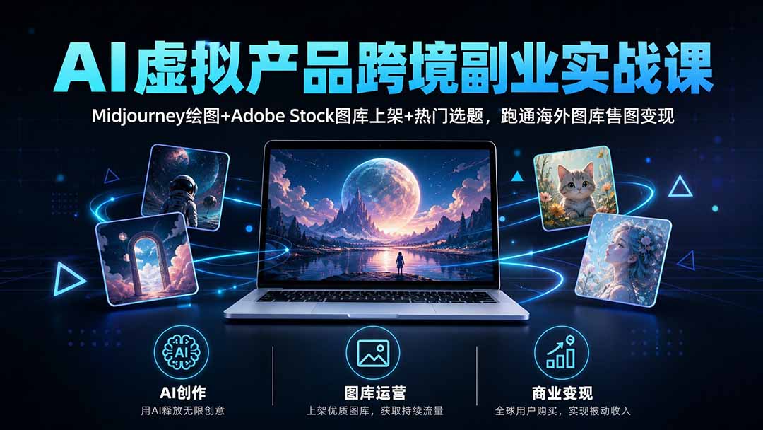 AI虚拟产品跨境副业实操:出图与海外图库上架流程示意 AI虚拟产品跨境副业实操:出图与海外图库上架流程示意